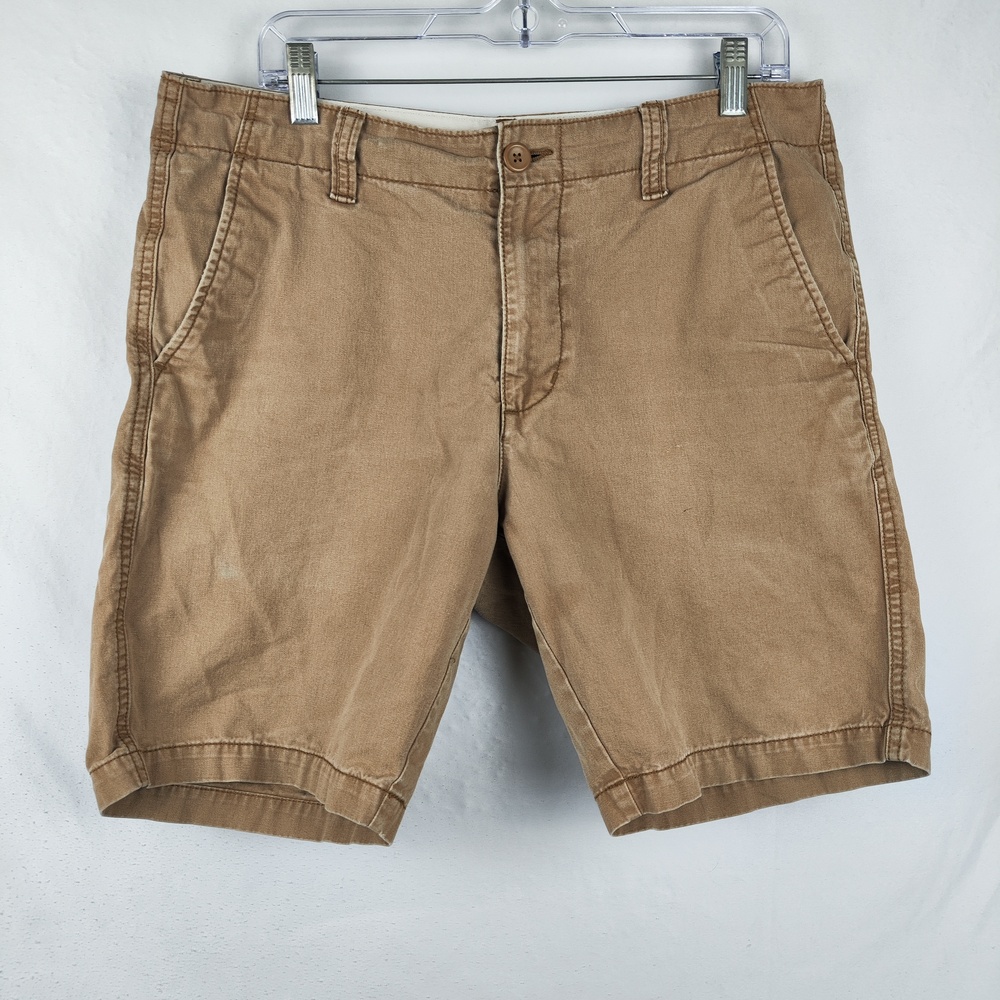 Old Navy Shorts Mens 33 Beige Chino Cotton Canvas Flat Front Casual 9 Inseam